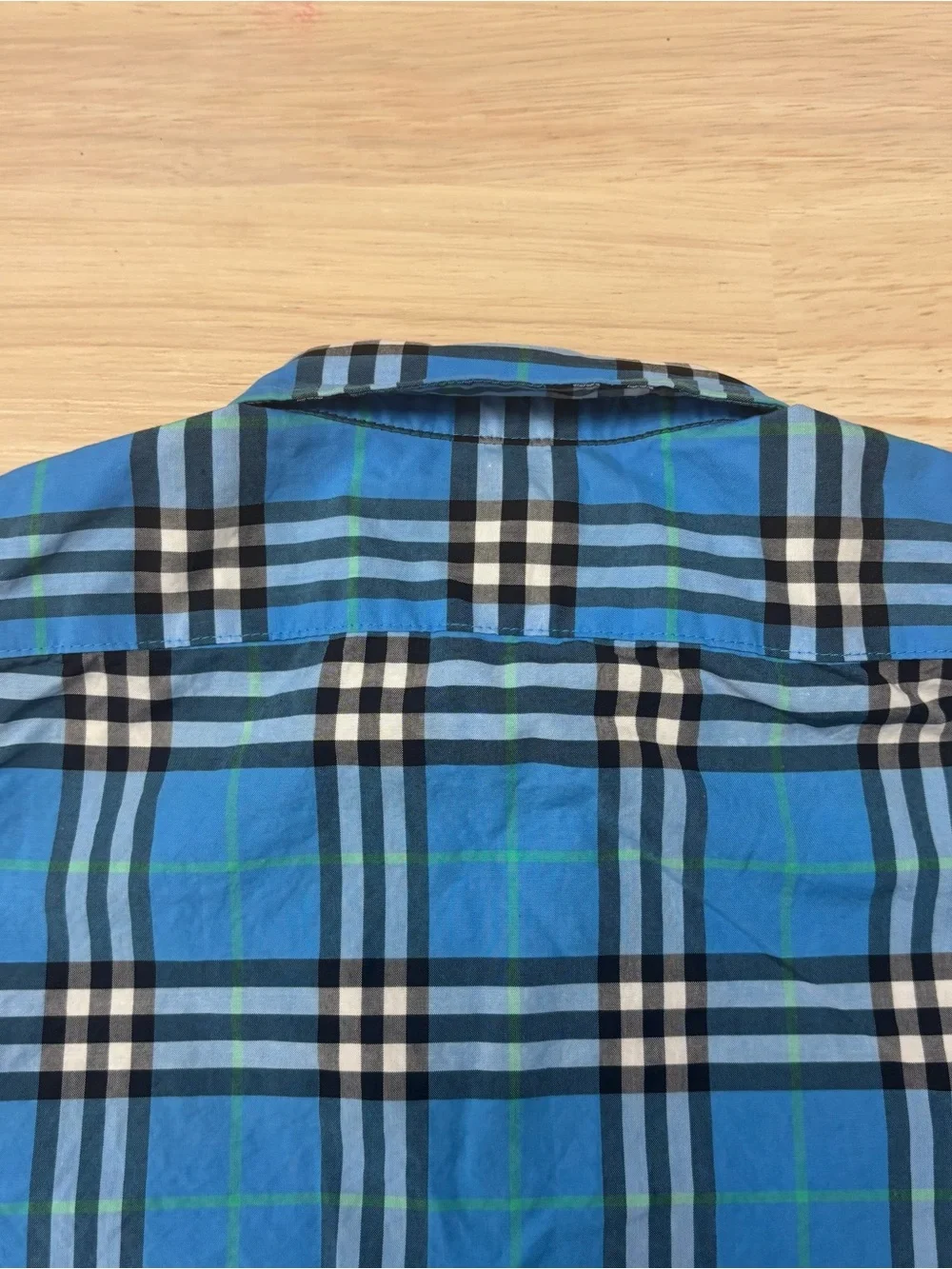 Burberry blue short sleeve plaid button down